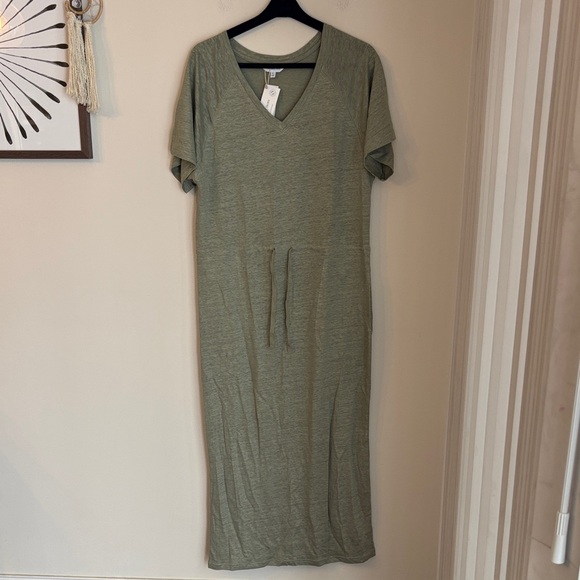 subdued green dress Heidi Green Ruched Midi Dress – Girl In Mind main image 0